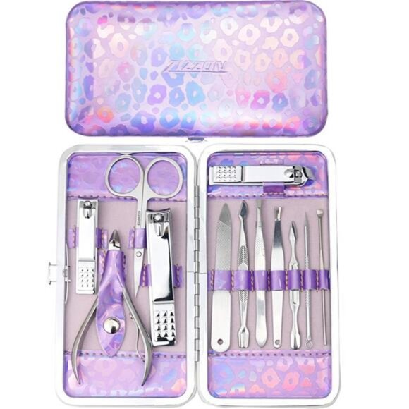 Nail Clippers Kit Manicure Pedicure Set with Holographic Case(Purple) - Picture 1 of 7